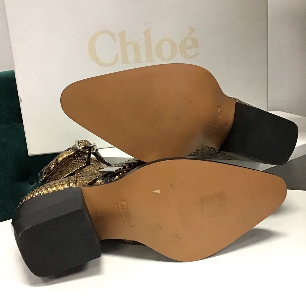 Chloe Rylee Python Harvest Gold Ankle Boots - image 4